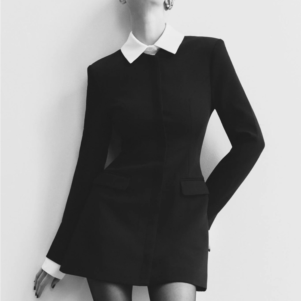 Meshki Black Dress with White Collar
